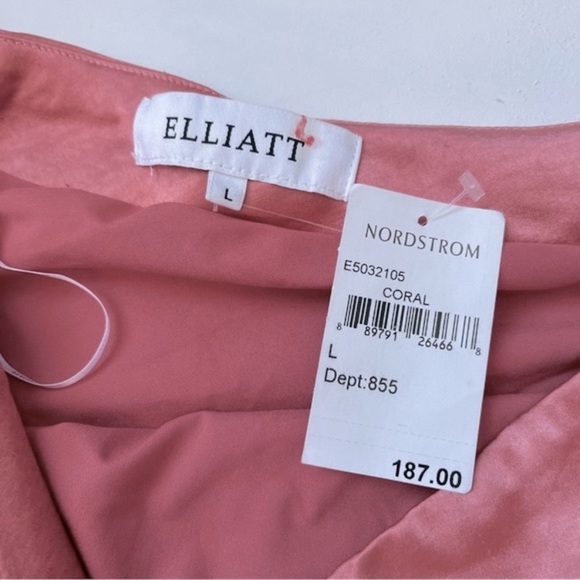 ELLIATT Coral Cassini Satiny Shiny One Shoulder Ruched Dress by Nordstrom Size L - Picture 13 of 16